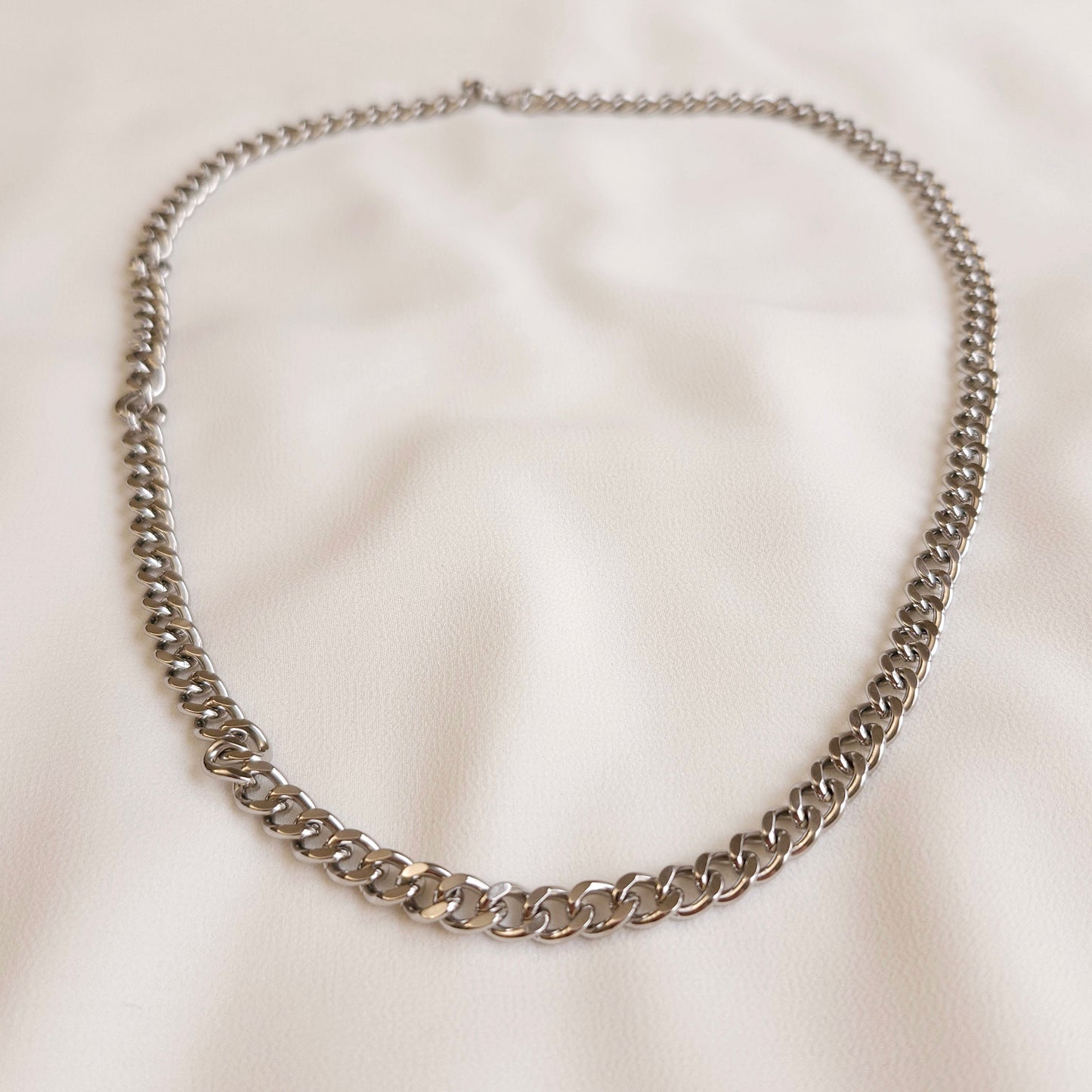 Silver Chunky Cuban Chain Necklace