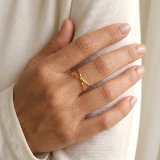 Dainty Criss Cross Ring revision targeting a 15% narrower gap between the bands