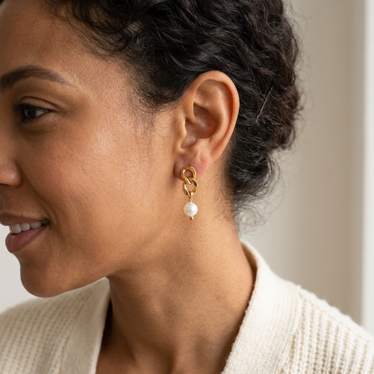 Pearl Chain Earrings model preview