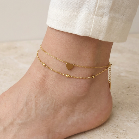 Petit Heart Double Chain Anklet preview