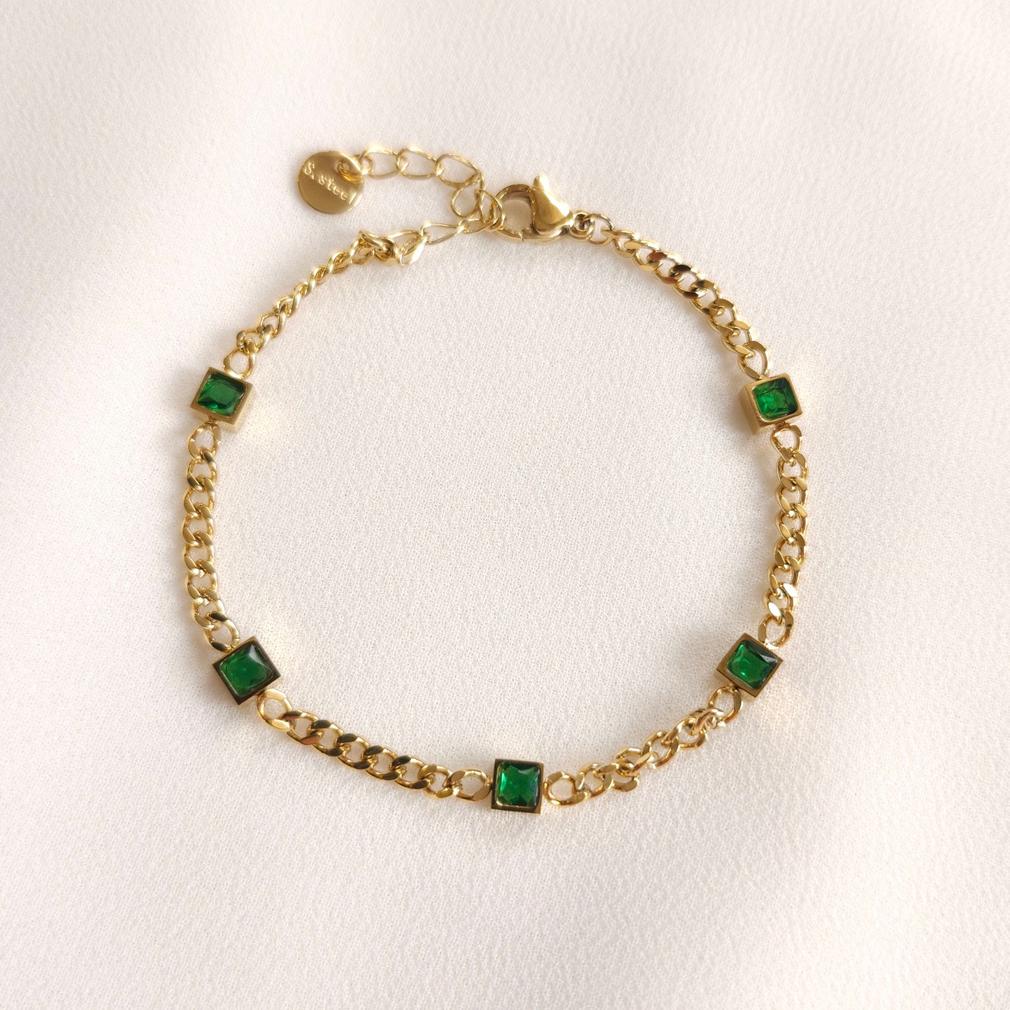 Green Emerald Chain Bracelet