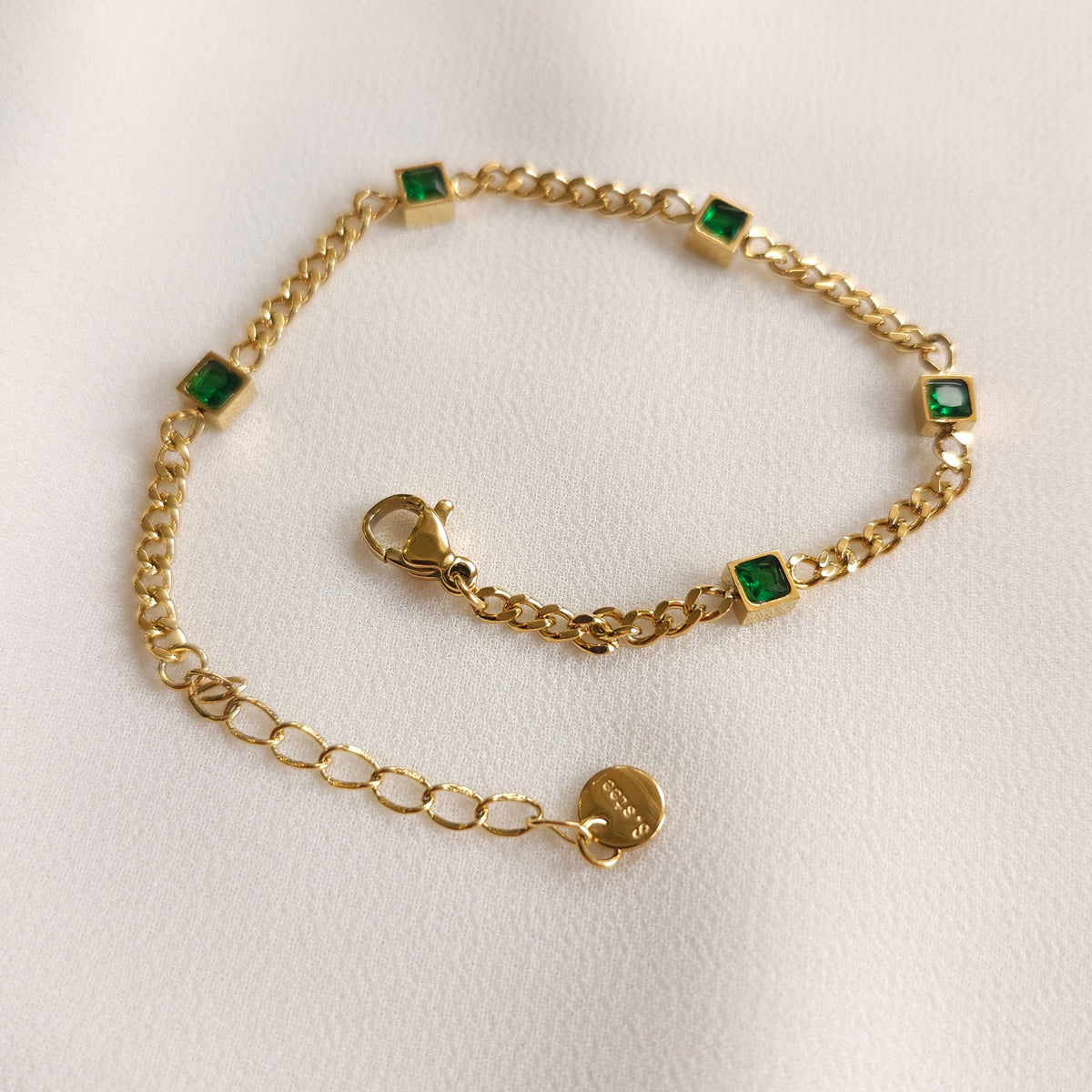 Green Emerald Chain Bracelet