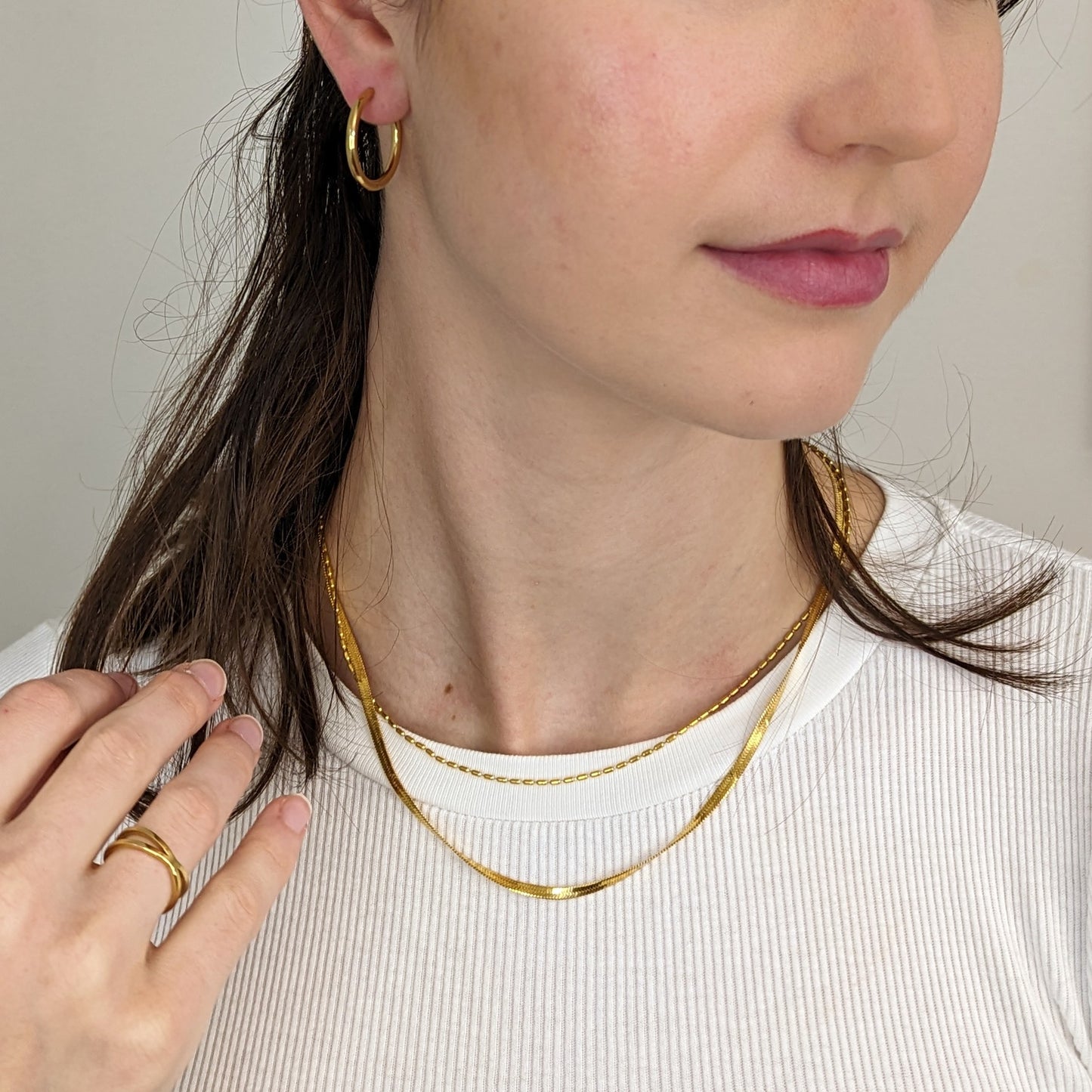 Herringbone and Oval Bead Necklace