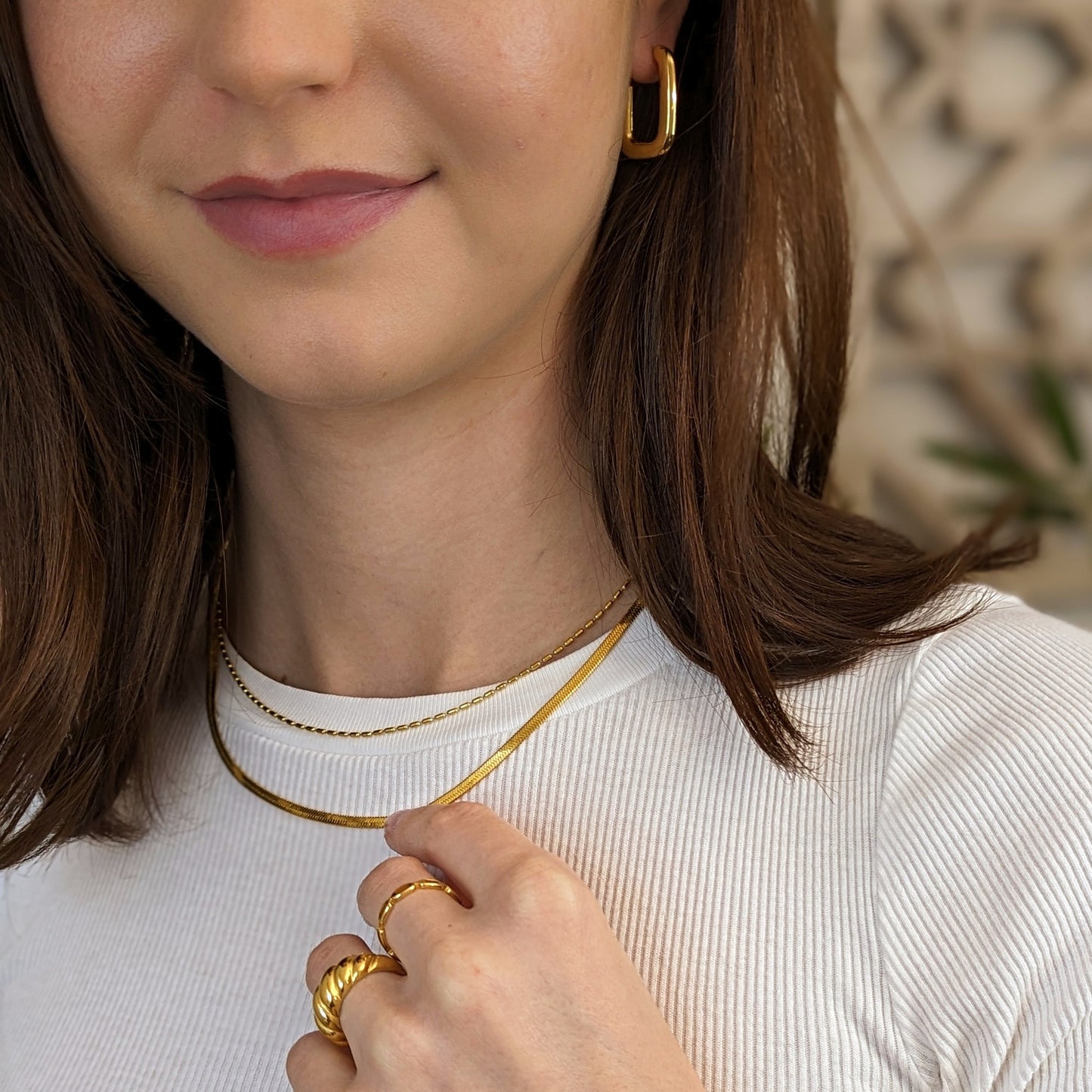 Herringbone and Oval Bead Necklace