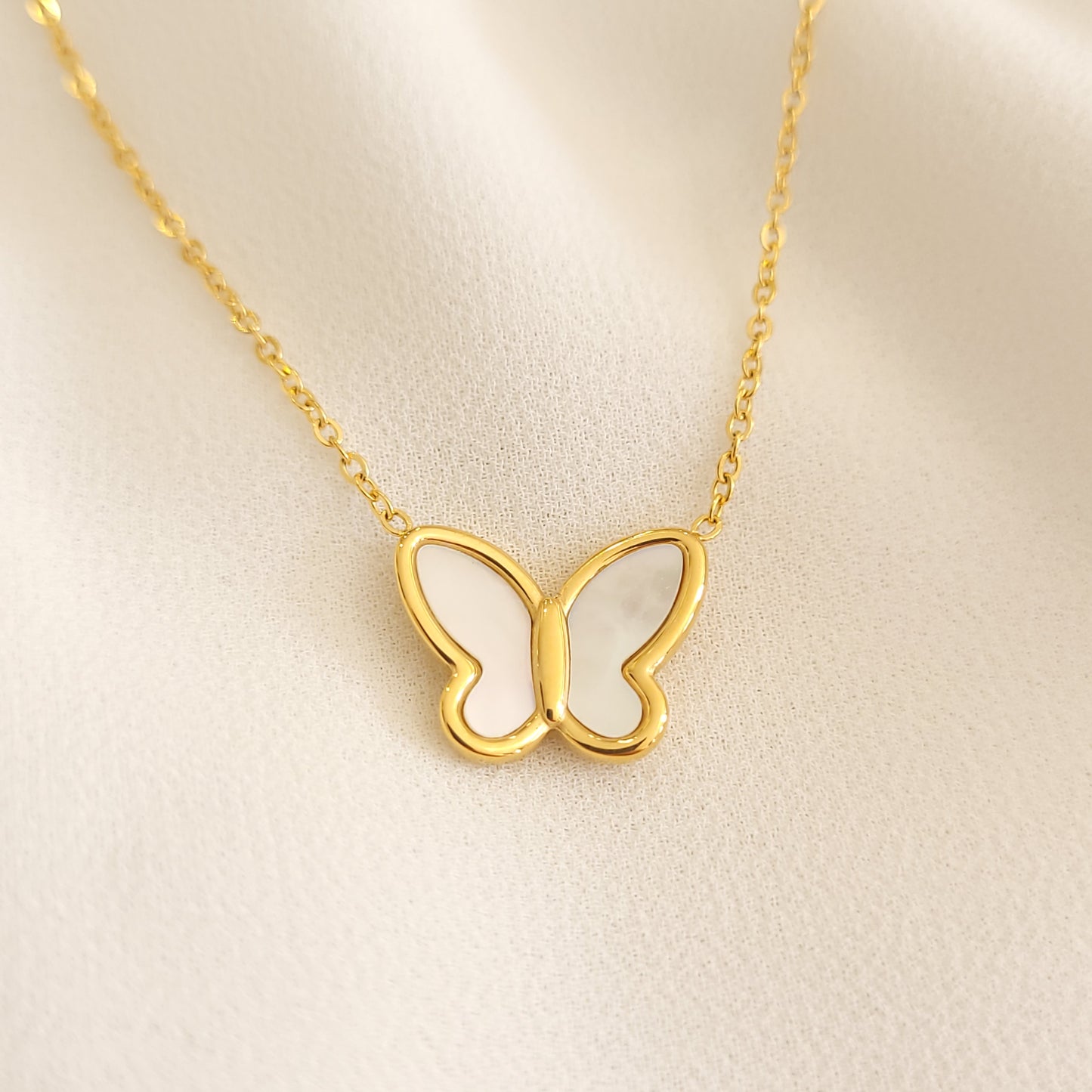 Mother of Pearl Butterfly Necklace