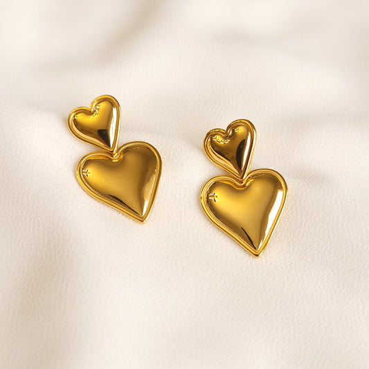 Double Heart Bold Earrings