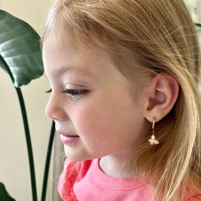 Boucles d'oreilles pendantes papillon blanc