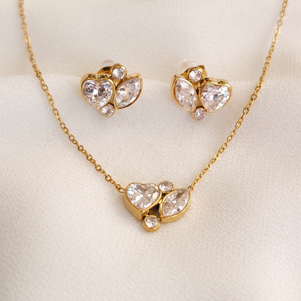 Sparkly Heart & Marquise Set