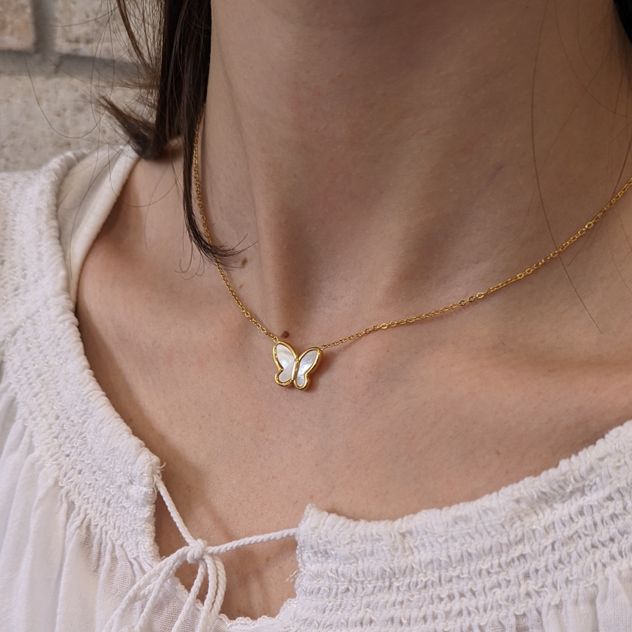 Mother of Pearl Butterfly Necklace – Sensalik