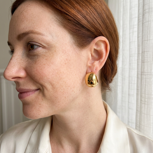 Chunky Dome Hoop Earrings model preview