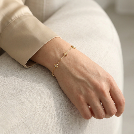 Closer bracelet view with a more relaxed, supported hand pose