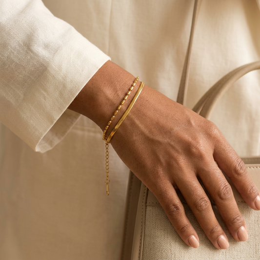 Herringbone and Oval Bead Bracelet model preview