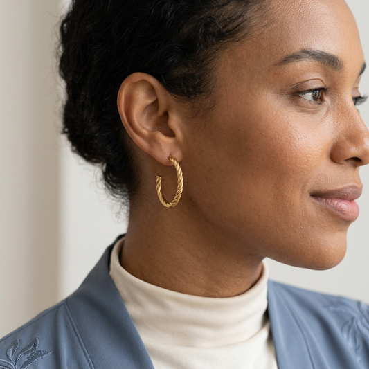 Large Twist Hoop Earrings close-up preview