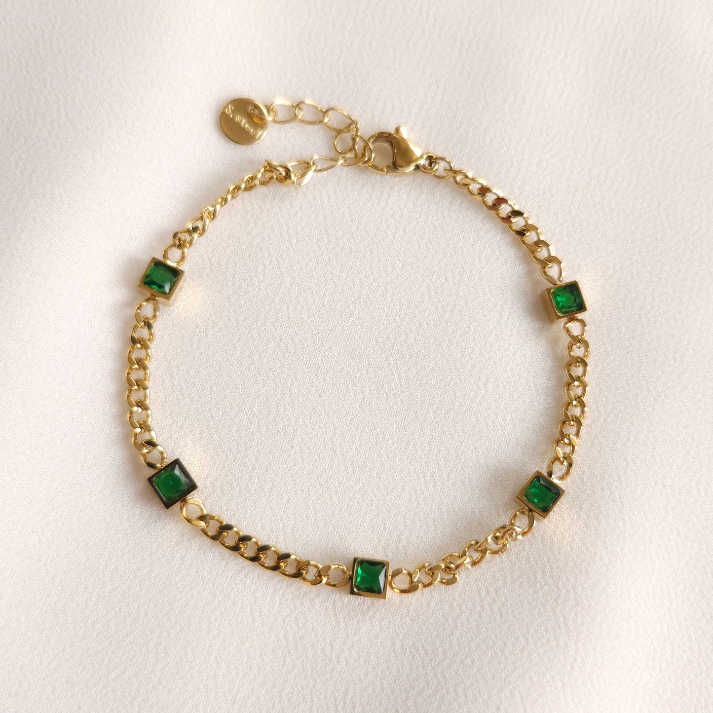Green Emerald Chain Bracelet