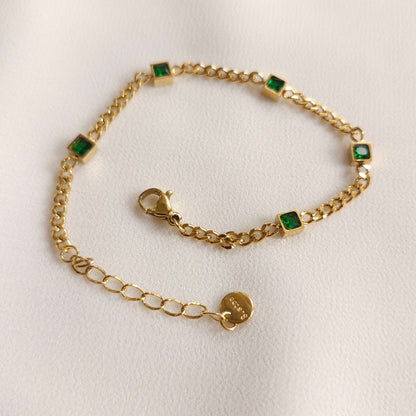 Green Emerald Chain Bracelet