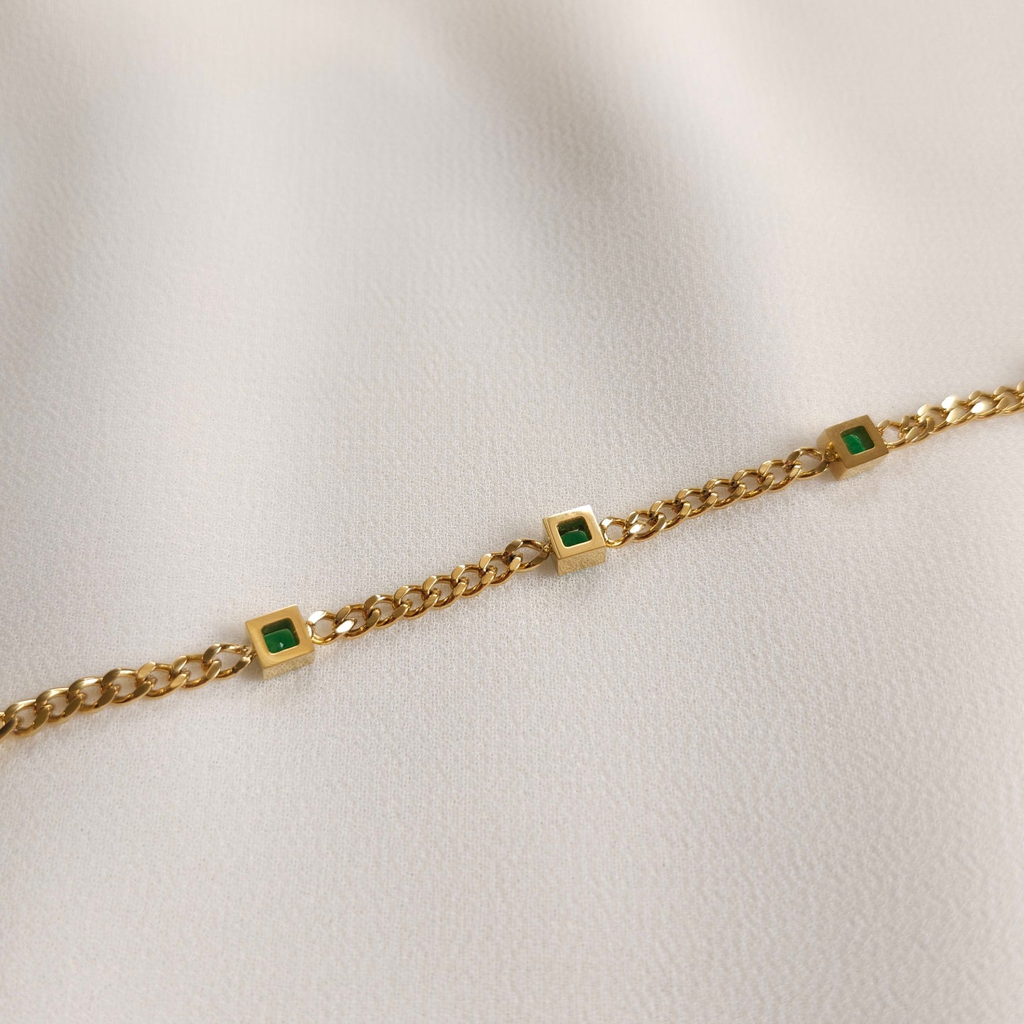 Green Emerald Chain Bracelet
