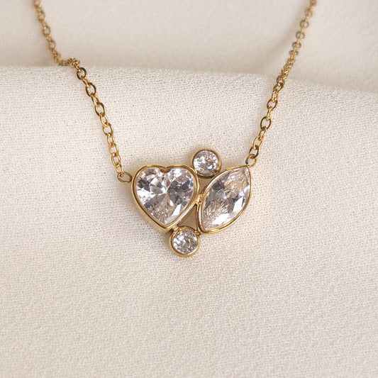 Sparkly Heart & Marquise Necklace