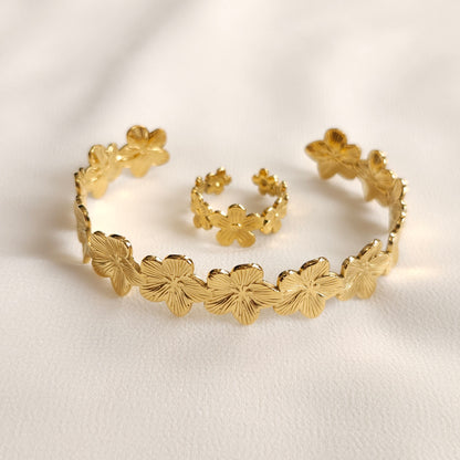 Ensemble jonc et bague Fleur