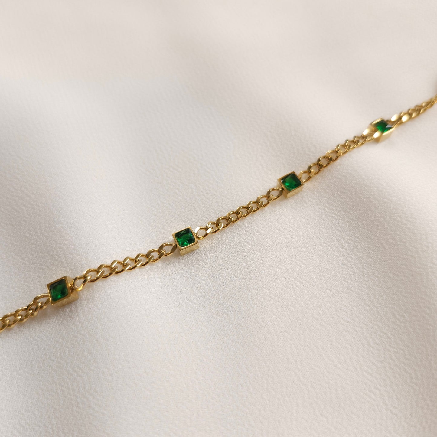Green Emerald Chain Bracelet