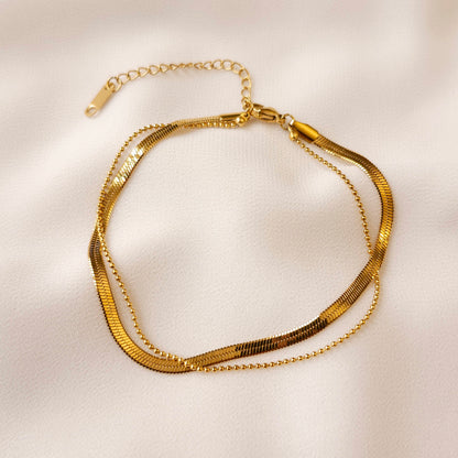 Chaîne de cheville Chevrons et Perles