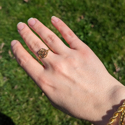 Bague chaîne fleur douce