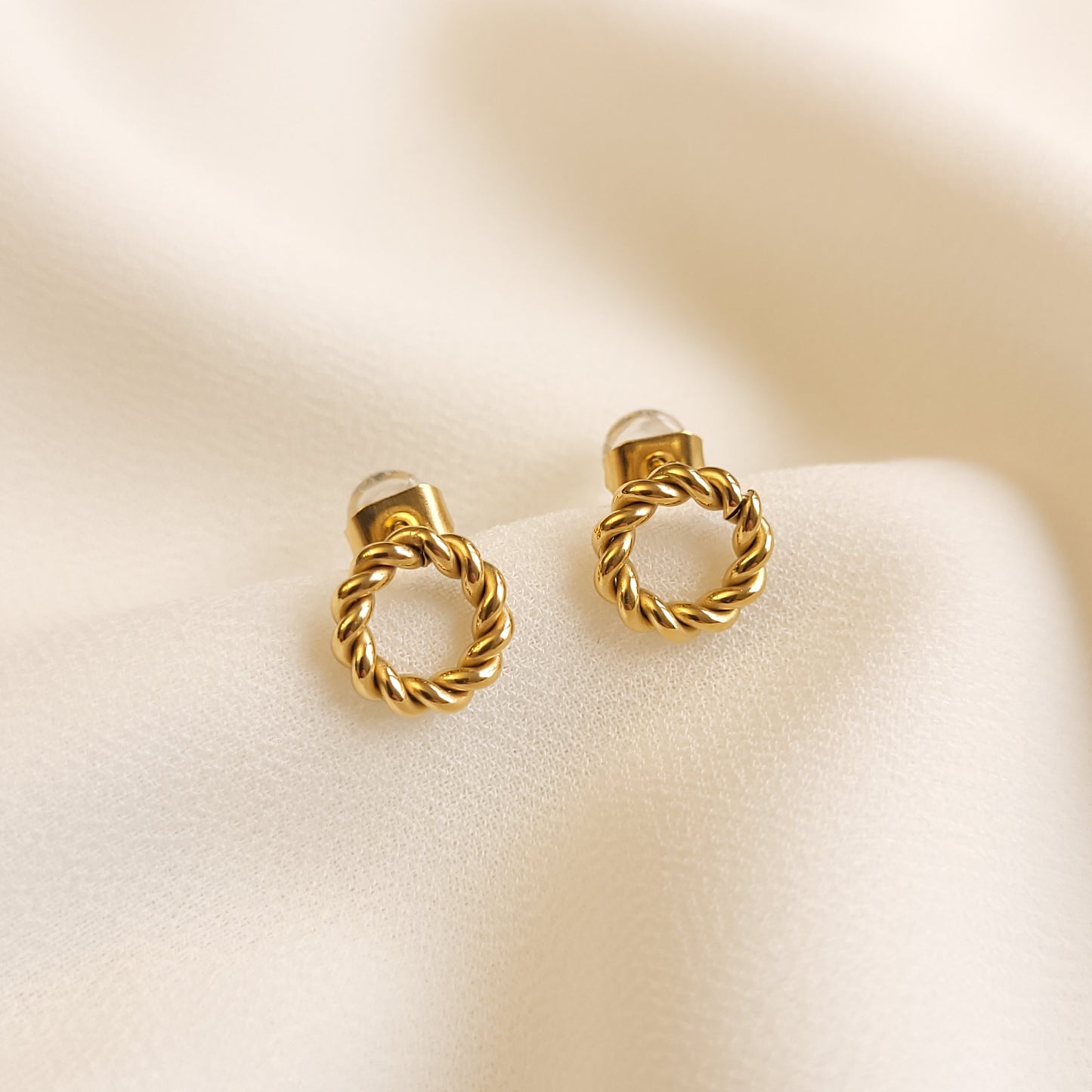 Twisted Circle Stud Earrings