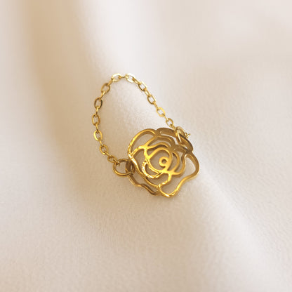 Bague chaîne fleur douce